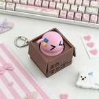Adorable Pink Slime in Cardboard Box Clicker Fidget Keychain - Cute Gamer Accessory