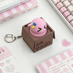 Adorable Pink Slime in Cardboard Box Clicker Fidget Keychain - Cute Gamer Accessory